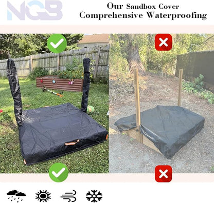 Sandbox Cover is Suitable for Foldable Wooden sandboxes，49" Wx49 Dx9/49 H | Outdoor Toddler's Large Sand Box Covers for Sand Protection