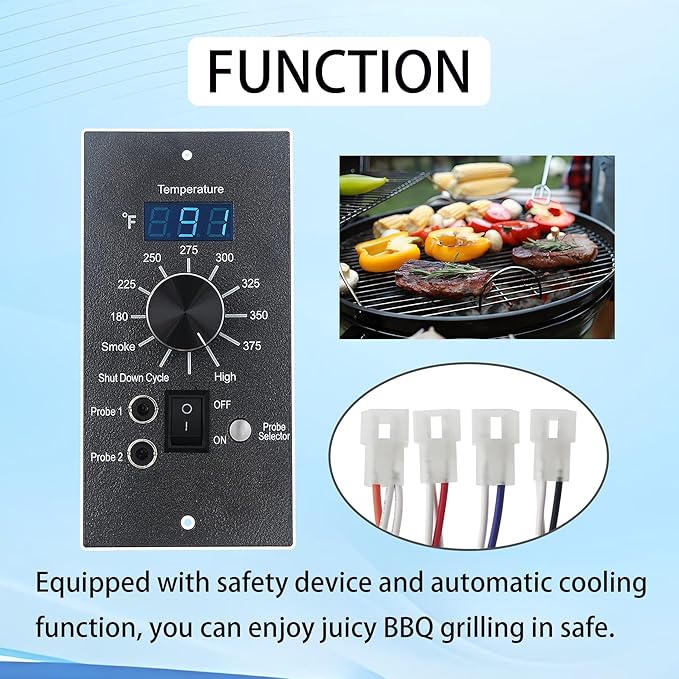 Digital Thermostat Kit for Traeger Control Panel Kit Parts Replacement, Compatible with Traeger Pellet Wood Pellet Grills，with 7" RTD Temperature， 2 Meat Probes.1 Probe Clips