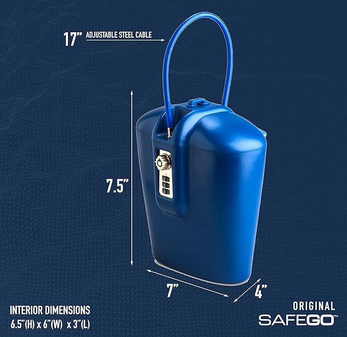 SAFEGO Portable Indoor/Outdoor Lock Box Safe with Key and Combination Access (Blue)