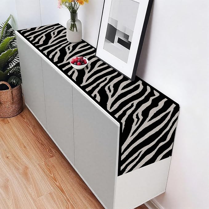 Zebra Texture Table Runner,Dining Decor for Kitchen Coffee Table Family Dinners Holiday Parties Wedding Events Decor(13x72 inch)