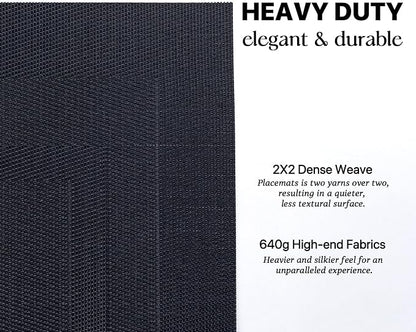 LEXMORE Placemats Set of 4 Vinyl/Plastic Woven Place Mats for Kitchen Table Indoor/Outdoor Washable Placemat Wipeable Dining Table Mats(Black Cube)