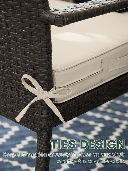 Outdoor Chair Cushion 24 x 24 x 5 Inches Patio Furniture Outdoor Waterproof Seat Cushion, Patio Chair Cushion with Handles and Ties, Square Dining Chair Cushion Set of 2, Cream