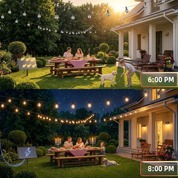 ZJOJO 100FT Solar String Lights Outdoor Waterproof, Solar String Lights | Remote,USB Charging,32 LED Shatterproof,Dimmable Outdoor Lights Long Last for Garden, Patio, Backyard, Camping Lighting
