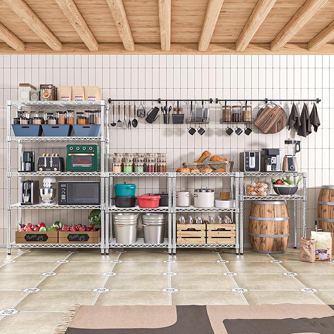 M MZG 1750 LBS Storage Shelves 5-Tier Utility Shelving Unit Steel Organizer Wire Rack for Home,Kitchen,Office,Garage, Capacity 17.7" D x 47.2" W x 72.3" H (Pack of 2)