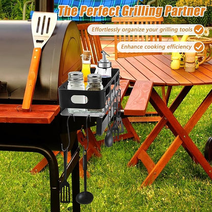 Storage Bin for Traeger Grills with Hooks and Paper Towel Holder for Traeger Pro 22/34/780/575, Ironwood 650/885, Eastwood 22/34, for Pit Boss, for Z Grill and Others