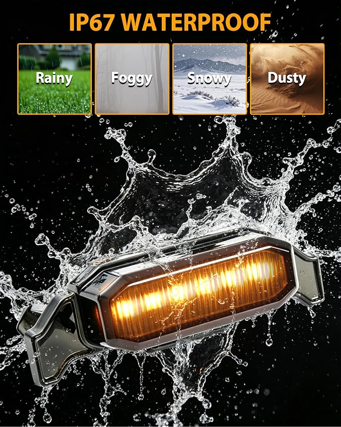LED Grill Lights for 2018-2023 Jeep Wrangler JL JLU Amber 4pcs | Amber Front Bumper Running Marker Lamp, LED Grille Lights, Plug & Play, IP67 Waterproof, for Wrangler JL JLU Rubicon Sahara