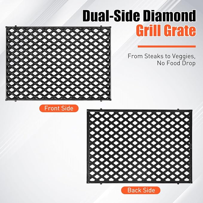 18.75" Dual Sided Diamond Sear Grill Grates for Weber Genesis II 300 and Genesis II LX 300 Series Grills, Genesis II E&S 310 315 320 325 340, Grill Parts for Weber Genesis 2, Weber 66095,66805, 1 Pack