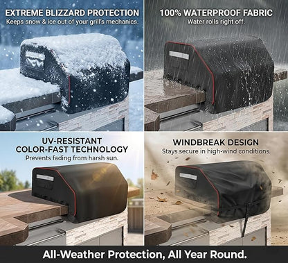 32 Inch Built-in Grill Cover for Bull 45005 Built in Gas Grill, Grill Cover for Outdoor Grill, Bull Outdoor Kitchen & Grill Head Cover, Waterproof Heavy Duty BBQ Grill Cover Cover with Handle