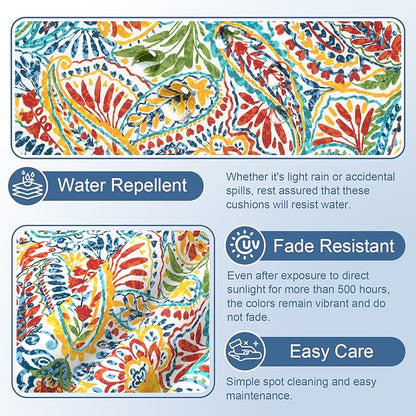 LVTXIII Outdoor Chaise Lounge Cushion 72x21x3 Inch, Water-Repellent Patio Seat Cushion with Ties & Hidden Zipper, Thick Foam Pad for Lawn Chair, Poolside, Patio Furniture, Paisley Multi