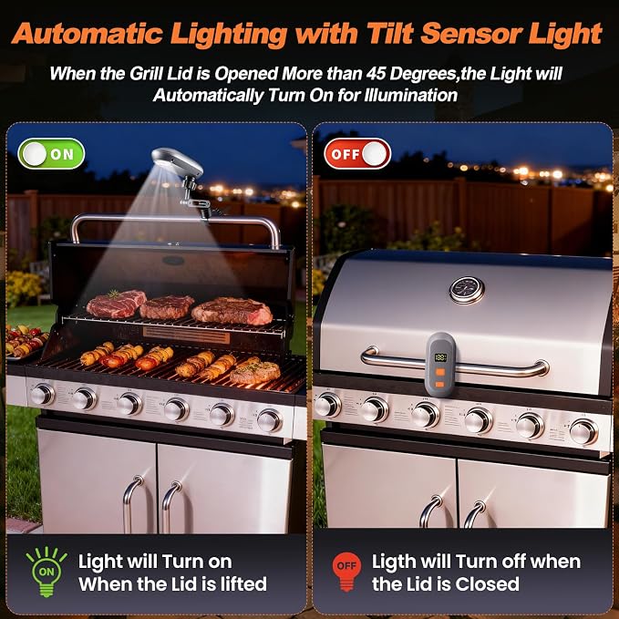 BBQ Grill Light for Blackstone Griddle and Weber Grill, Automatic On/Off BBQ Light, Blackstone Griddle Accessories, LED BBQ Grilling Accessories for Outdoor Grill, Gifts for Men Dad (1, Diamond)