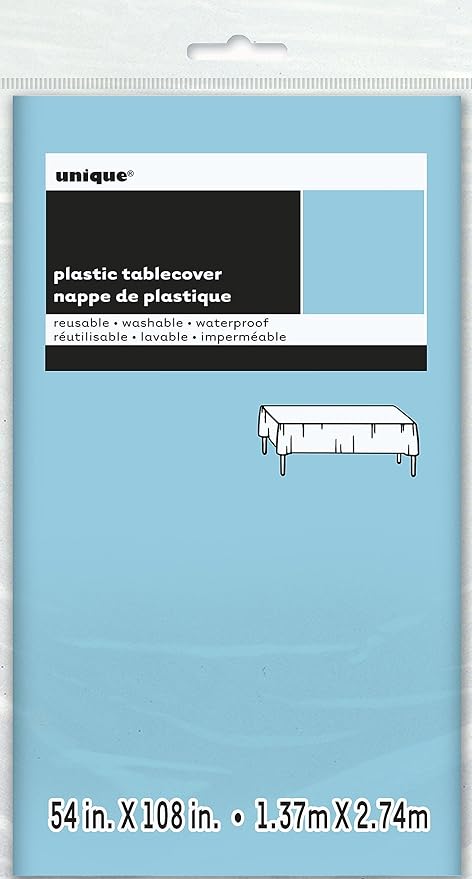 Powder Blue Solid Rectangular Plastic Table Cover (54" x 108") 1 Count - Elegant Design & Premium Quality, Ideal For Parties, Events & Everyday Use