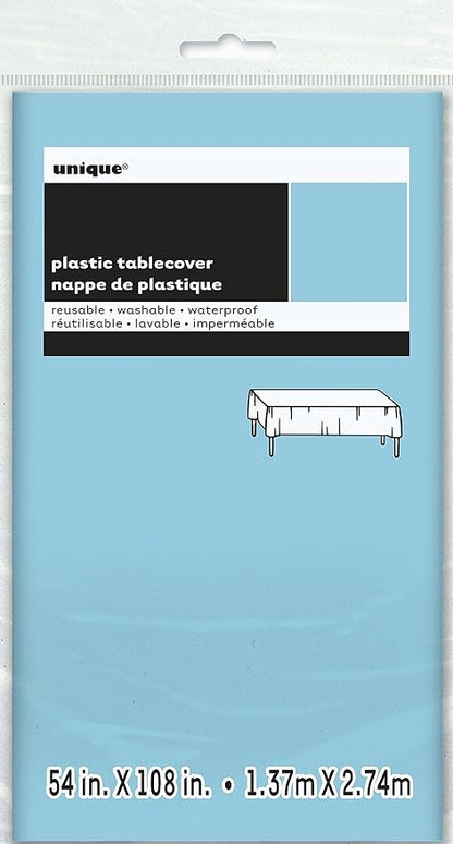 Powder Blue Solid Rectangular Plastic Table Cover (54" x 108") 1 Count - Elegant Design & Premium Quality, Ideal For Parties, Events & Everyday Use