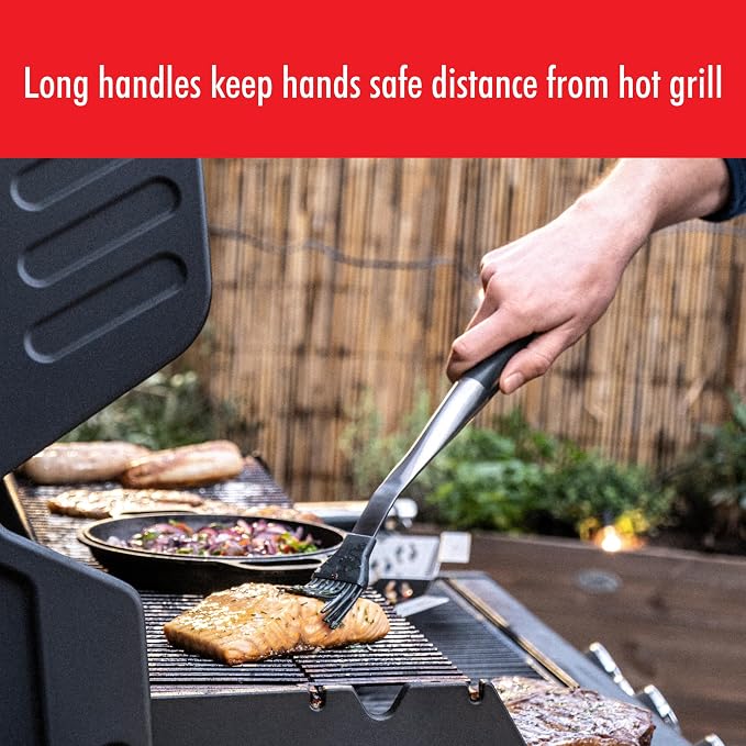 ZWILLING BBQ+ Grill Tool Set, 5-Piece Stainless Steel BBQ Accessories with Grill Spatula, Tongs, Fork, Basting Brush and Chef's Wrap, Durable, Easy to Clean and Travel-Friendly for Outdoor Grilling
