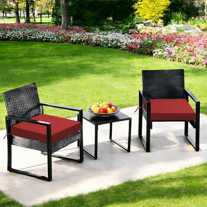 Outdoor Chair Cushions Set of 2, 19x19x3 Inch Waterproof & Fade Resistant Patio Furniture Seat Cushions with Ties, Square Outdoor Dining Chair Cushions for Lawn, Garden, Deck & Yard, Burgundy