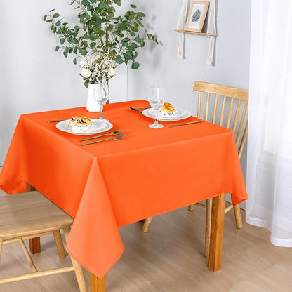 DWCN Fall Tablecloth - Square Halloween Decorations Washable Table Cloth, Fabric Table Cover for Kitchen Dining Room Party and Outdoor Use, Pumpkin Orange, 54 x 54 Inch