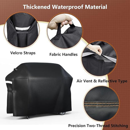 QuliMetal 65 Inches Grill Cover for Weber Genesis 2 4-Burner 400 Series, Heavy Duty Waterproof Outdoor BBQ Cover, Fade Resistant Barbecue Protector, 600D Waterproof, Compared to Weber 7131