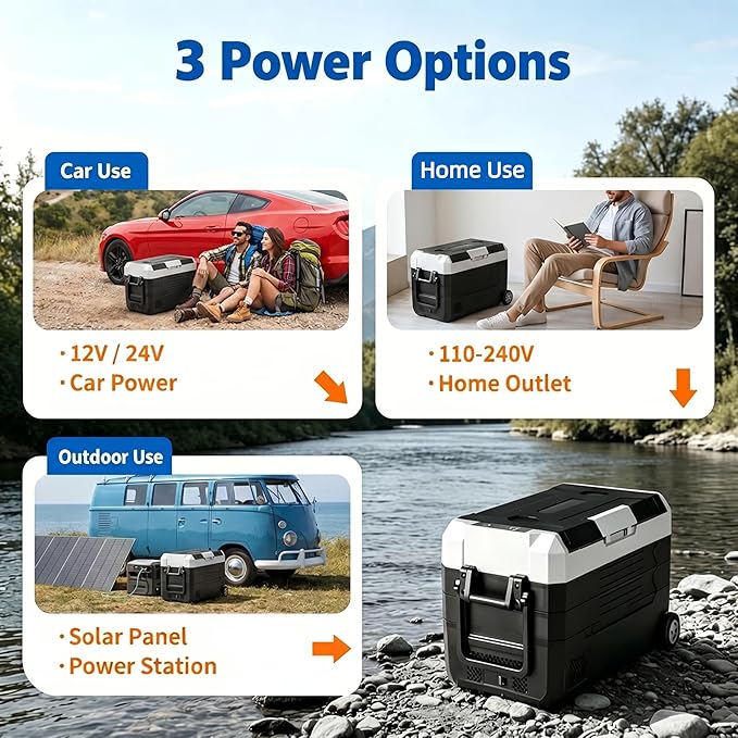 Simple Deluxe 12 Volt Refrigerator, 53QT Dual Zone Electric Cooler, Car Fridge -4℉-68℉, Portable Refrigerator 12/24V DC 100-240V AC, Portable Freezer for Travel RV Camping Boat Home