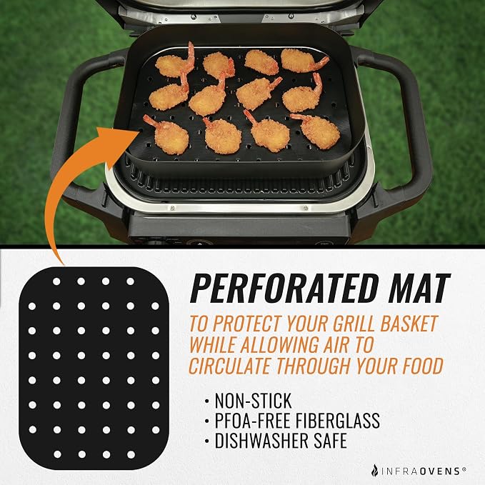 Accessories for Woodfire Outdoor Grill Pro XL, Pro Connect XL, OG800 OG900, Reusable Mats Non-Stick Grill Liners for Wood Fire Electric Air Fryer and Smoker 7-in-1 BBQ, Dishwasher Safe by INFRAOVENS