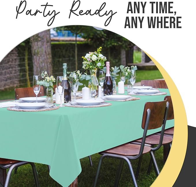 Exquisite 66% Thicker Premium Plastic Table Cloth Rectangle Table Cover 0.5 Mil 24 Pack Mint Table Cloth 54 Inch x 108 Inch Disposable Tablecloth Won't Tear Easily Like Cheap Thin Brands