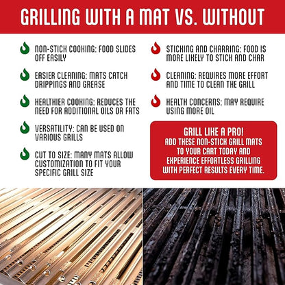 Kaluns Grill Mats For Outdoor Grill, Non Stick Grill Mat Reusable Mats for Gas, Charcoal, Electric Grills Set of 3 PTFE Teflon Barbeque Accessories - 16 x13 Inch