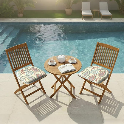 DYTXIII Set of 4 Outdoor Chair Cushions with Ties,Water Repellent Patio Chair Pads 17"x 16" for Outdoor Furniture,Round Corner Seat Cushions for Garden Yard Kitchen Paisley Vintage