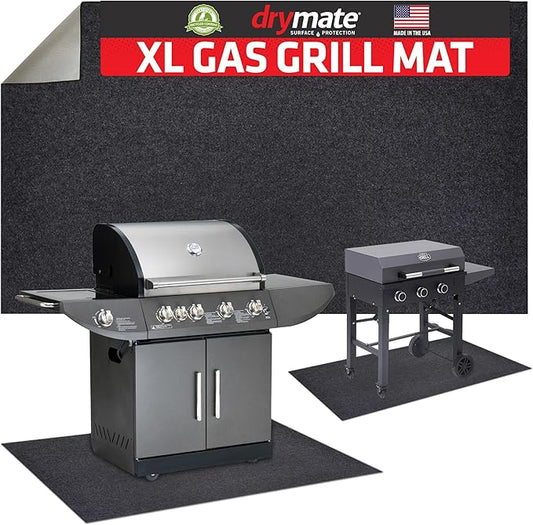 Drymate Under Grill & Griddle Mat, Absorbent, Waterproof, Easy To Clean, Reusable, Deck Protector for Outdoor Gas Grill, BBQ Floor Mat for Patio, Grease & Oil Trap Pad (USA Made) (Charcoal, 36" x 59")