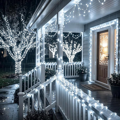Solar String Lights 2 Pack Total 66FT 200LED Solar Fairy Lights Outdoor Waterproof 8 Lighting Modes Twinkle Lights for Patio, Garden Yard Party Wedding Tree Christmas Halloween Decoration, White