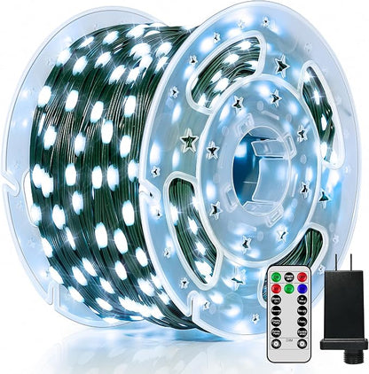 BrightChristmas 600 LED 196 FT Christmas Lights, Waterproof String Lights with Remote and Timer, Christmas Tree Lights with 8 Modes Dimmable, Fairy Lights for Holiday Decor (Cool White)