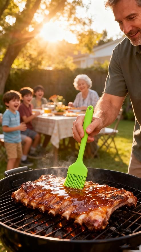 Green Silicone Pastry Basting Brush - Food Grade BPA Free, Heat Resistant Up to 660°F/315°C, Dishwasher Safe Cooking Brush for Baking, BBQ, Grilling, Sauce,Butter,Cake & Bread