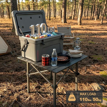 Folding Camping Table, Portable Lightweight Beach Tables for Sand Foldable, Aluminum Roll-up Folding Square Table for Outdoor Camping, Picnic, Card, Travel