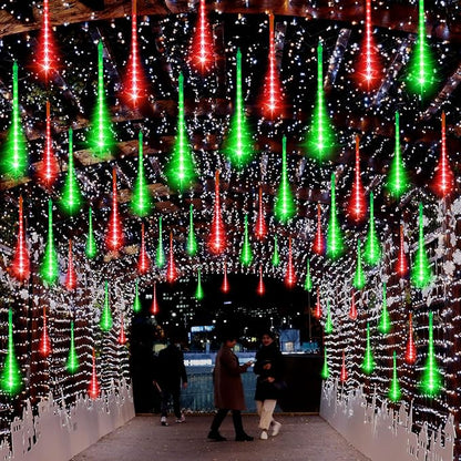 LAMPHOME Christmas Lights Outdoor,12-inch LED Meteor Shower Icicle Lights, 10 Tubes 240 LED String Lights. Waterproof Plug, Shower Rain for Xmas Tree Yard House Decor Red&Green