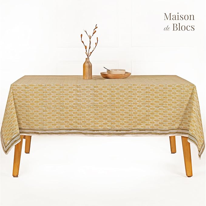 100% Cotton Hand Block Printed, Tablecloth for Kitchen, Dining, Table Cover for Parties, Chritmas, Weddings, Barbecues and Summer picnics Table Cloth