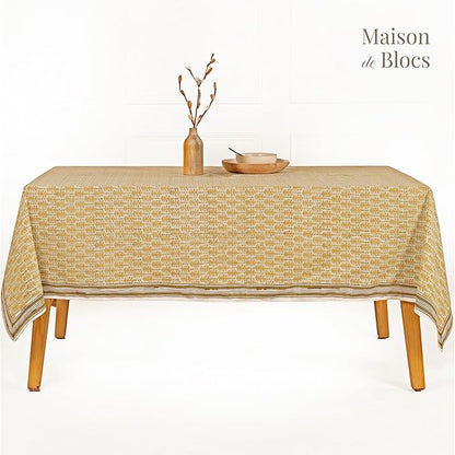 100% Cotton Hand Block Printed, Tablecloth for Kitchen, Dining, Table Cover for Parties, Chritmas, Weddings, Barbecues and Summer picnics Table Cloth