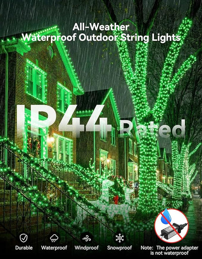LitHome 99FT 300 LED String Lights Outdoor Indoor, 8 Modes Waterproof Christmas String Lights with Timer & Memory Function, Outdoor Christmas Lights Green Wire for Xmas Tree Party Garden, Green