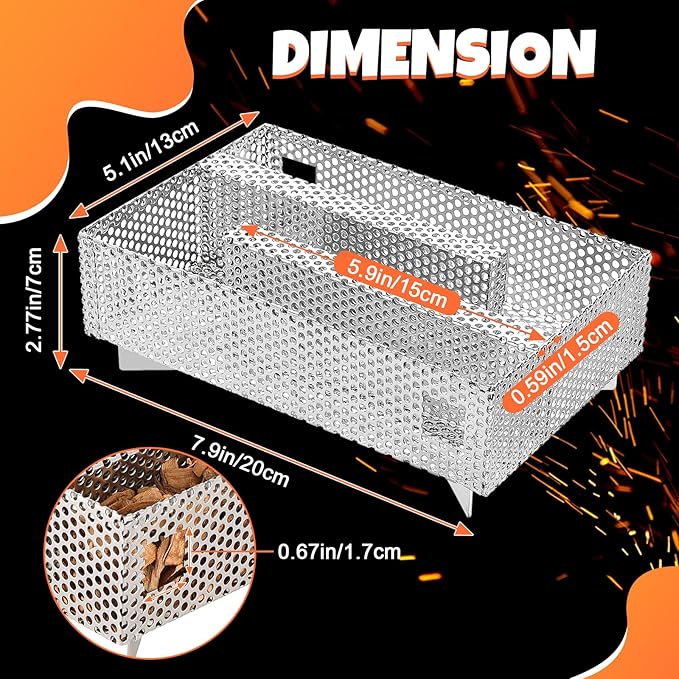 5" x 8" Pellet Smoker Tray, 12 Hours Billowing Maze Smoker Box, Cold Smoke Generator for Gas Grill Pellet Smoker, Perfect for Smoking Meat Fish Cheese Pork, Comes with Tools, Fit Any Grill