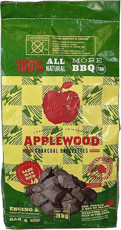 6.5lb Oak & Applewood Charcoal Briquettes - All Natural Wood Charcoal for Grilling - Premium BBQ Briquettes - Quick Light, Pure Hardwood - Long Burning, Rich Smoky Flavor - by Billy Buckskin