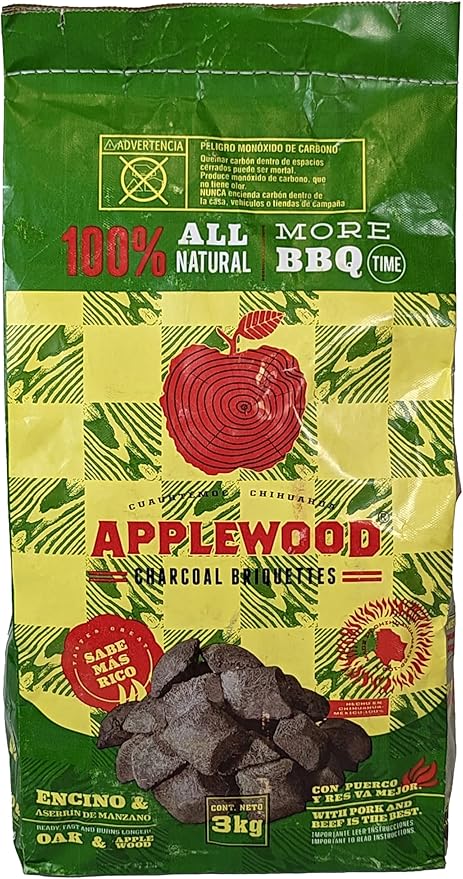 6.5lb Oak & Applewood Charcoal Briquettes - All Natural Wood Charcoal for Grilling - Premium BBQ Briquettes - Quick Light, Pure Hardwood - Long Burning, Rich Smoky Flavor - by Billy Buckskin