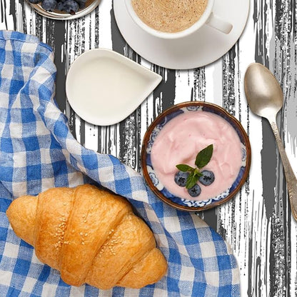 Abstract Striped Rectangle Tablecloth 60x102 Inch Gray and White Old Texture Grunge Stripes Vintage Mosaic Dust-Proof Table Cover Protector for Home Kitchen Restaurant Picnic Camping BBQ
