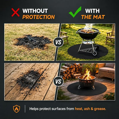 36inch Fire Pit Mat, Round Under Grill Blanket for Outdoor Grill, Fireproof Mat, Oil Proof Waterproof Under Floor BBQ Accessories Protector for Solo Stove Accessories
