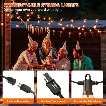 Kawaya G40 Outdoor String Lights 200FT IP65 Waterproof 2700K Patio Light | IP65 100+4 Shatterproof Edison Globe Blubs,2700K Warm White for Garden Porch Fence Camping Party Backyard Deck Bistro Balcony