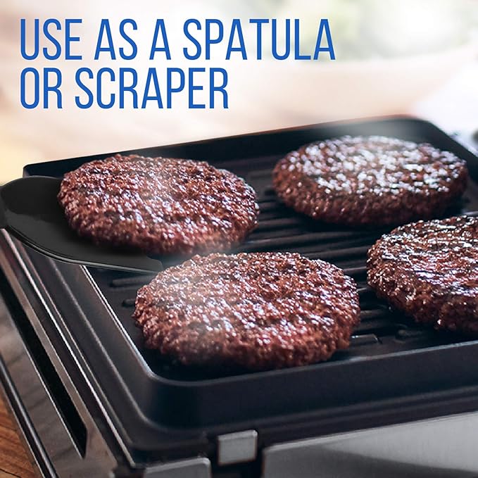 IMPRESA 2-Pack Scraper Spatulas - Compatible with George Foreman Indoor Models - Heat Resistant Up to 400°F Electric Grill Utensils - Ergonomic Cleaning Tool - Black Nylon