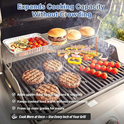 7641 Stainless Steel Warming Rack - Replacement for Weber Spirit 300/II 300 Series (Front Control: E310/S310/E320/S320/SP330), Fits Genesis Silver Gold B/C Grills
