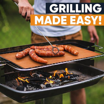 BBQ Grill Mats for Outdoor Grill Mat (5 Pack) 100% Non-Stick Heat-Resistant Grilling Mats for Outdoor Grill, Reusable Grill Topper, Easy Clean BBQ Accessories for Outdoor Grill Cooking Mat