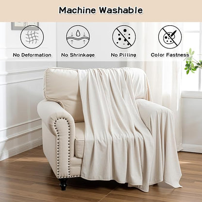 MEETSKY Chair Cover Cat Scratch Proof Recliner Chair Covers, Oversized Armchair Sofa Covers Washable Sofa Slipcover for Single Couch, Soft Small Couch Slipcover for Pets Dogs, 71" x 91", Creamy White
