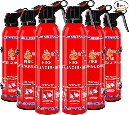 6 Pack ABC Dry Chemical Fire Extinguisher - Portable Fire Spray with Mounting Bracket for Home Kitchen Car Boat RV & Business - Compact Non-Toxic Safety Device