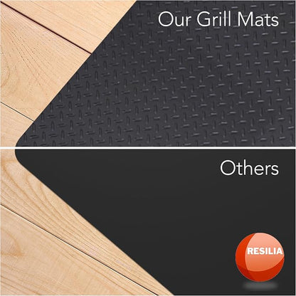 RESILIA X-Large Under Grill Mat – Heavy Duty, Reusable Outdoor Floor Protector Mats for Deck, Patio, & Garage – 57 Inch x 47 Inch, Beige/Tan Orange Peel, Made in the USA