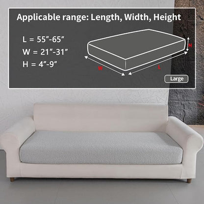 OHSIO Couch Cushion Covers for Sectional Sofa, Stretch Soft Sofa Slipcovers Washable Wear-Resistant Universal Furniture Protector for Living Room(1 Piece Large Cover, Light Gray)
