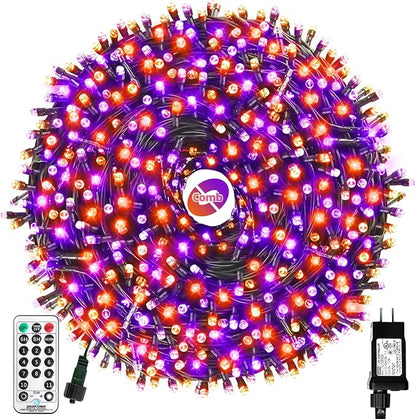 MZD8391 105FT 300LED Halloween Light, Orange Purple Christmas Light | Remote, Waterproof, 100% UL Listed, Halloween String Light Outdoor Indoor, End To End Connect, 8 Light Mode, Timer & Memory