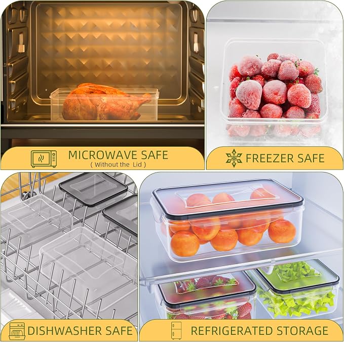 50 PCS Food Storage Containers with Lids Airtight (25 Lids & 25 Containers) | Reusable Plastic Leakproof Meal-Prep Container for Kitchen Storage Organization Microwave/Dishwasher Safe with Labels & Pen