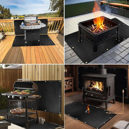 48x30'' Grill Mats for Outdoor Grill，Fireproof Heat Shield for Grill | Protecting Deck Railing Wall From Grill Heat and Oil Stain,Prevent Fence and Wall By BBQ Smoke.